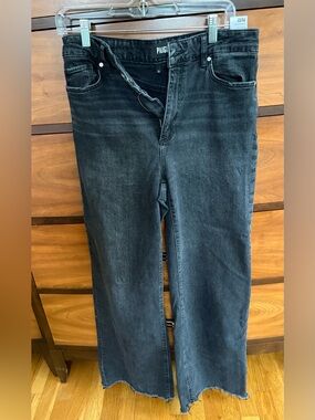 PAIGE women's black Anessa 31"L raw hem Jeans
size29. Viper Black Distressed